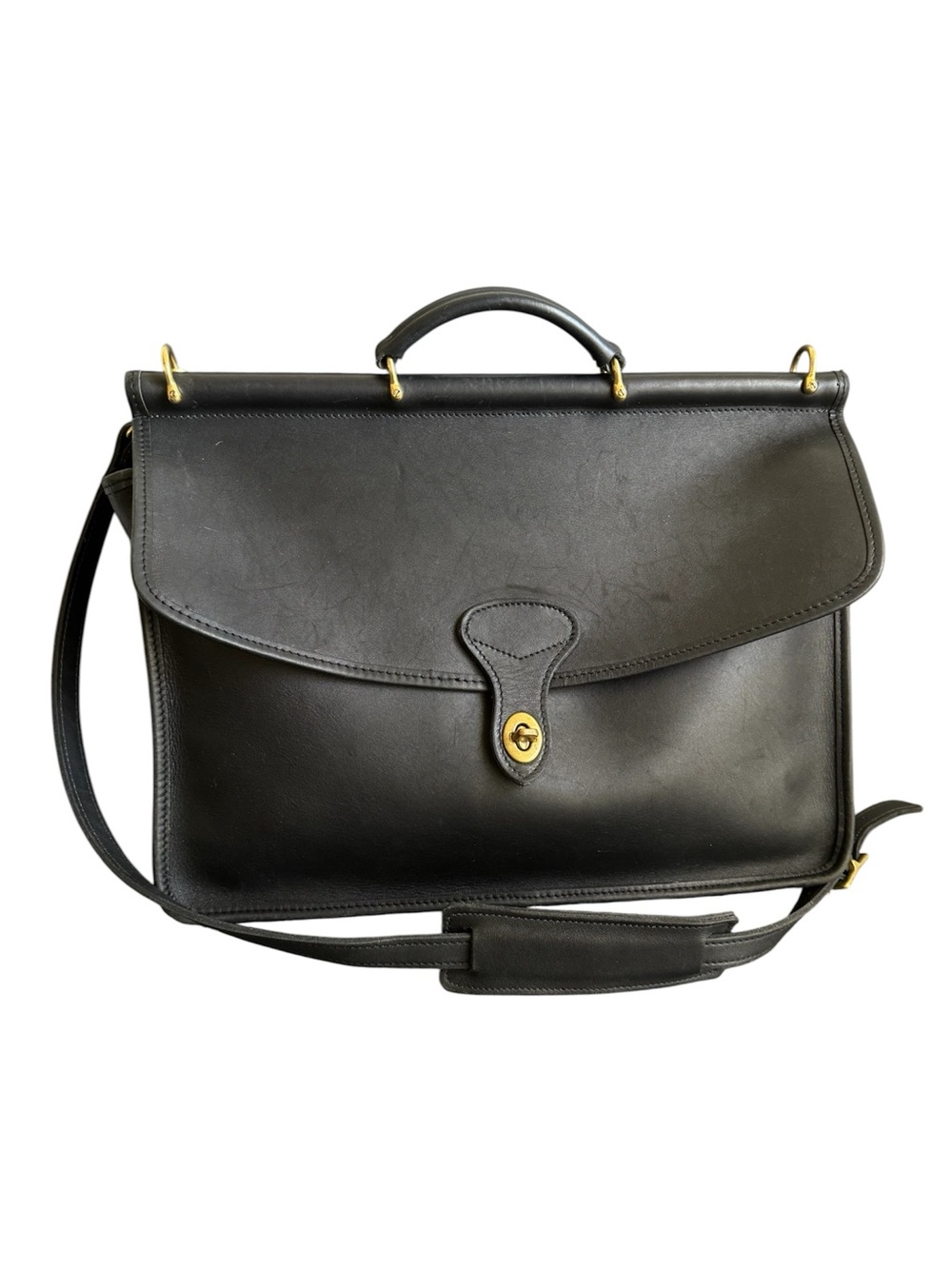 Jack Georges Black Leather Briefcase Metropolitan Beekman Style Messenger Bag